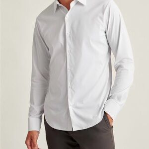 Bonobos White Button-Up Shirt Blue Dots. tech Slim Fit. size M